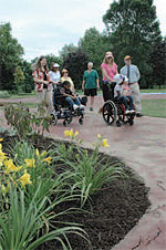 Students and faculty at the Pioneer
school enjoy their newly dedicated sensory
garden.
